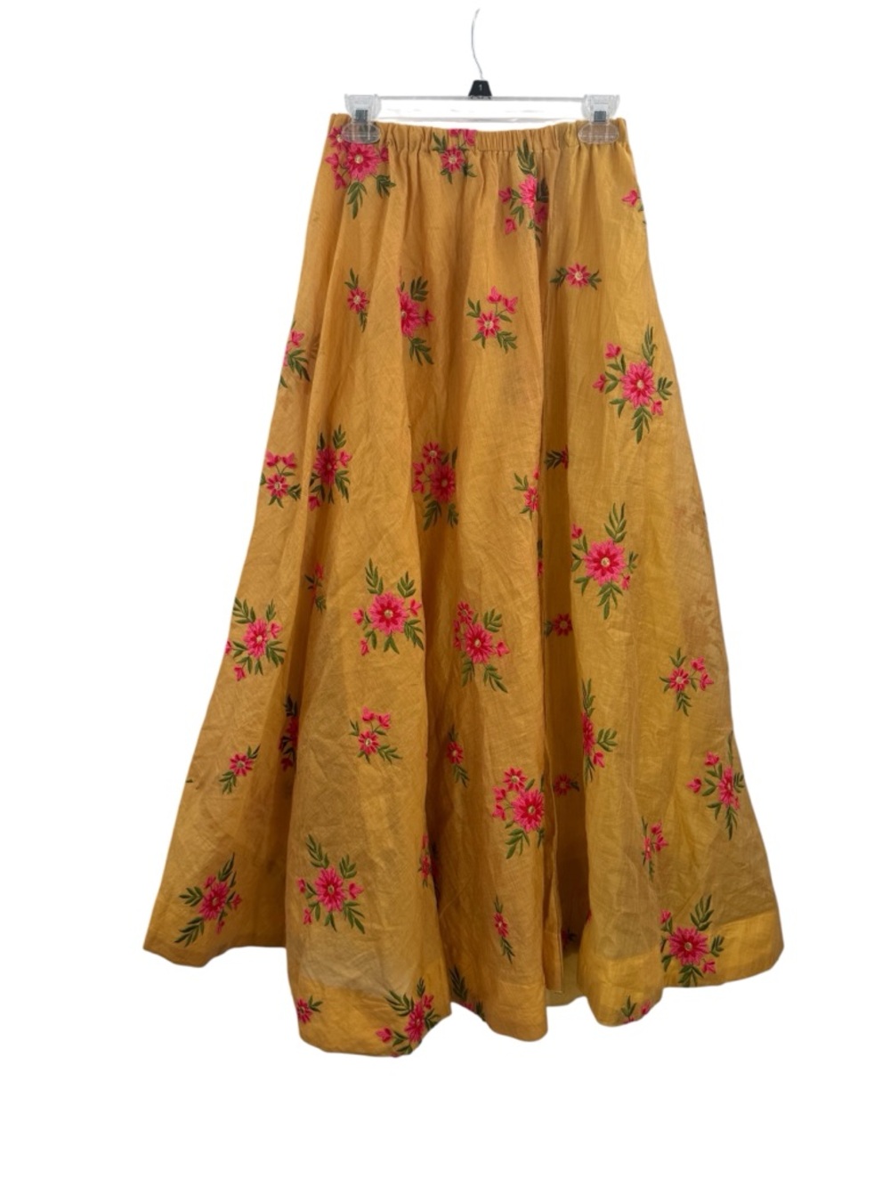 Vintage Gold Embroidered Floral Maxi Skirt Boho Cottagecore Organza Full XS/S - Picture 6 of 9